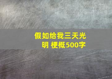 假如给我三天光明 梗概500字